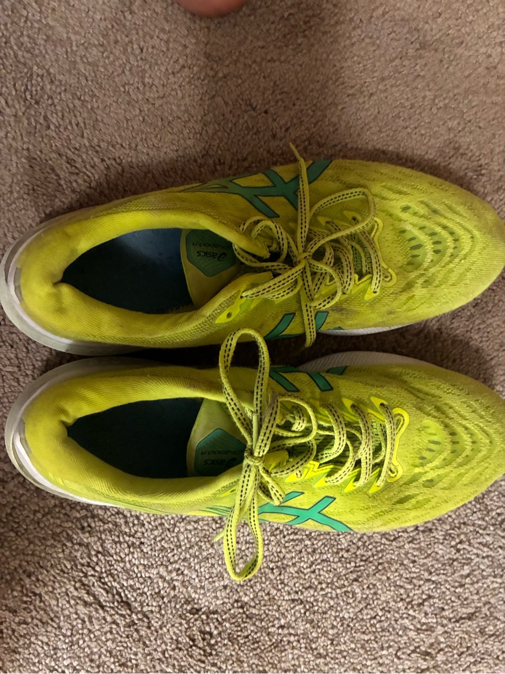 Asics Neon Yellow Running Shoes with Teal Accent - Picture 4 of 5